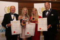 Lara and Georgie Healey of Healeys Cornish Cyder Farm receiving their awards for 'Rattler 4%' (Gold for Ciders, abv 4.0% - 5.4%), 'Cornish Bite' (Diploma for Energy, Nutritional, Functional Drinks) and 'Cornish Apple Juice' (Gold for Fruit Juices - Ambient/Non-Chilled).