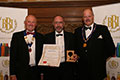 The Durham Brewery receiving their award for 'Bede's Chalice' (Gold for Ales, abv 7.5% and above).