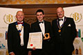 Joseph Holt receiving their award for 'Humdinger' (Diploma for Ales, abv 4.0% - 4.4%).