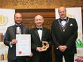 Baltic Beer Co. receiving their award for 'Viru' (Gold for Lagers, abv 4.0% - 5.5%).