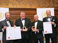Moorhouse's Brewery receiving their awards for 'White Witch' (Gold for Ales, abv 1.5% - 3.9%), 'Blond Witch' (Diploma for Ales, abv 4.5% - 4.9%) and 'Pendle Witches Brew' (Silver for Ales, abv 5.0% - 5.9%).