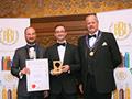 Wickwar Wessex Brewing Co. receiving their award for 'Station Porter' (Gold for Ales, abv 6.0% - 7.4%).