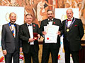 Brecon Mineral Water receiving their awards for 'Brecon Carreg Still' (Diploma for Natural Mineral Water - Still) and 'Brecon Carreg Sparkling' (Gold for Natural Mineral Water - Sparkling).