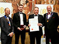 Radnor Hills receiving their award for 'Heartsease Farm Strawberry & Mint Presse' (Gold for Premium/Adult Soft Drinks).