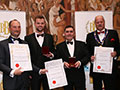 Thatchers Cider Co. receiving their awards for 'Thatchers Cider Barn Ros' (Silver for Ciders, abv 4.0% - 5.4%) and 'Thatchers Cider Barn Redwood' & 'Thatchers Katy' (Gold and Diploma for Ciders, abv 5.5% and above).