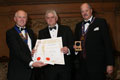 John Bexon of Greene King receiving their awards for IPA (Gold for Ales, abv 1.5% - 3.9%) and Old Golden Hen (Diploma for Ales, abv 4.0% - 4.9%).