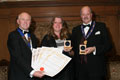 Amanda Grabham of SHS Group Drinks Division receiving their awards for Bottlegreen Elderflower Sparkling Pressé and Shloer Raspberry & Rhubarb Punch (Gold and Diploma for Adult Soft Drinks) and Bottlegreen Elderflower Cordial (Gold for Cordials and Diploma for Packaging).