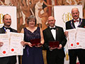 St Austell Brewery receiving their awards for 'Tribute' (Diploma for Ales, abv 4.0% - 4.4%), 'Smugglers Ale' (Golf for Ales, abv 6.0% - 7.4%), 'Proper Job' (Gold for IPA, abv 4.0% - 5.4%), 'Korev' (Gold for Lagers, abv 4.0% - 5.5% and Packaging) and 'Lansdown' (Diploma for IPA, abv 4.0% - 5.4%).