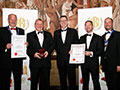 Radnor Hills receiving their awards for 'Radnor Hills Spring Water - Still' (Diploma for Spring Water - Still) and ' 	Heartsease Farm Raspberry Lemonade' (Silver for Premium/Adult Soft Drinks).