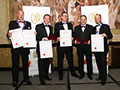 Thatchers Cider Co. receiving their awards for 'Thatchers Ros' and 'Thatchers Haze' (Gold and Silver for Ciders, abv 4.0% - 5.4%), 'Thatchers Summer Vintage 2018' (Silver for Ciders, abv 5.5% and above), 'Thatchers Rascal' (Gold for Packaging) and 'Thatchers Ros in Bottles & Cans' (Diploma for Packaging).